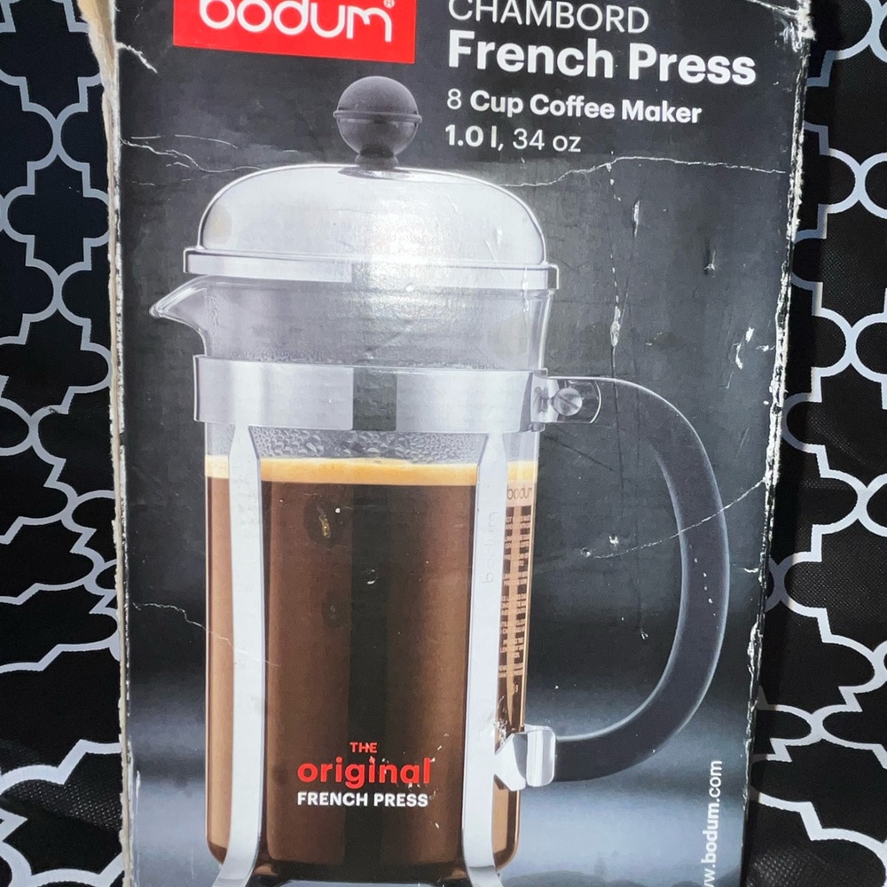 Peets Chambord French Press Coffee Maker - Silver and Black